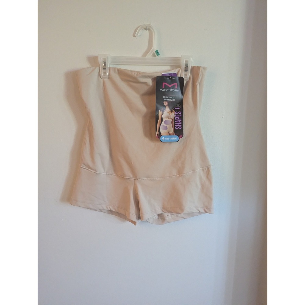 NEW Women's Maidenform Cool Comfort Shaping High Waist Boyshort Beige Sz 2XL